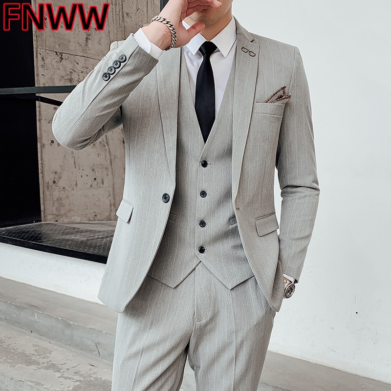 Men'S Urban Formal Wear - Мужской костюм-тройка в корейском стиле в