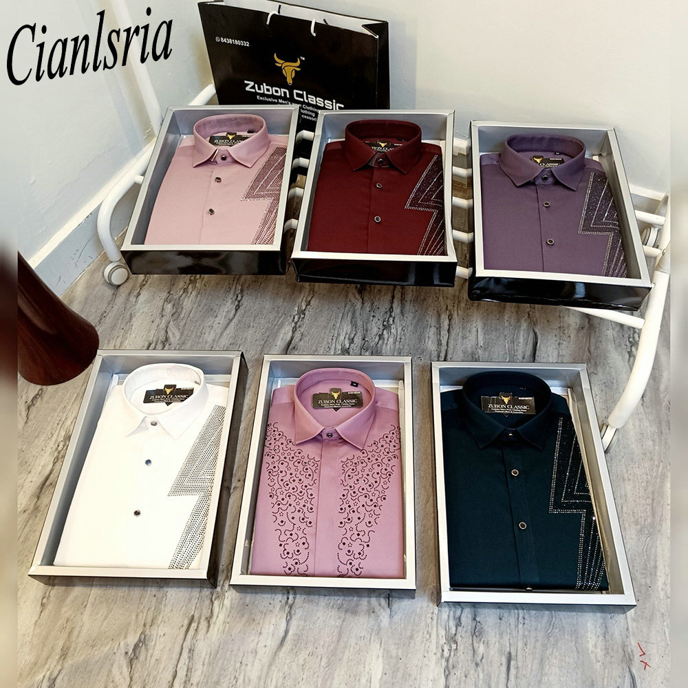 Men Formal Party Wear Shirt - Мужская роскошная рубашка с геометрическим V-образным