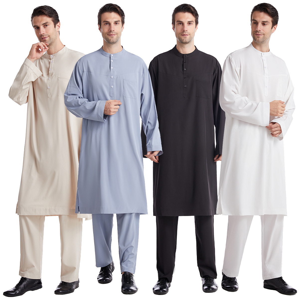 Men Formal Wear Dubai - Мусульманские мужчины Jubba Thobe 2-Pice Set