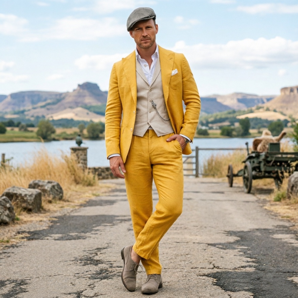 Мужской костюм из льняной ткан – обзор и цена Men Formal Wear Summer