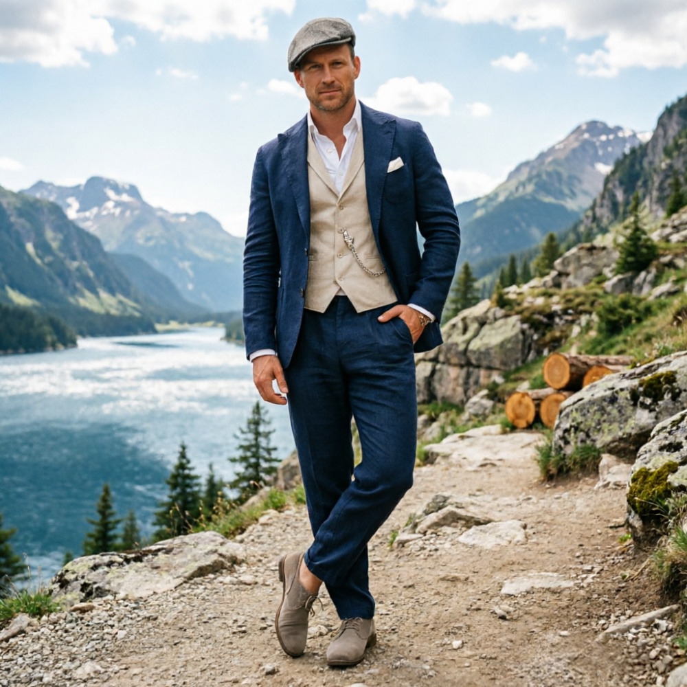 Мужской костюм из льняной ткан – обзор и цена Men Formal Wear Summer