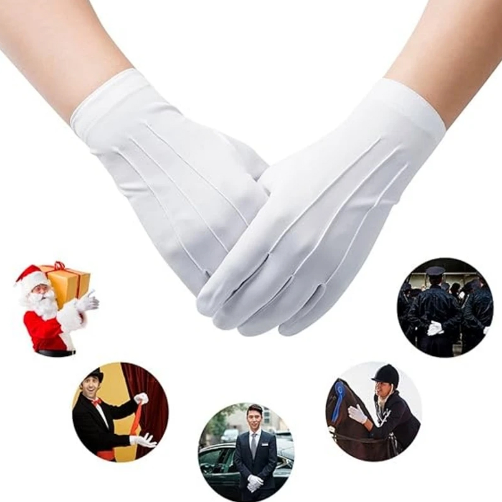 1/2 пары белых хлопковых перча – обзор и цена Formal Wear Gloves Men