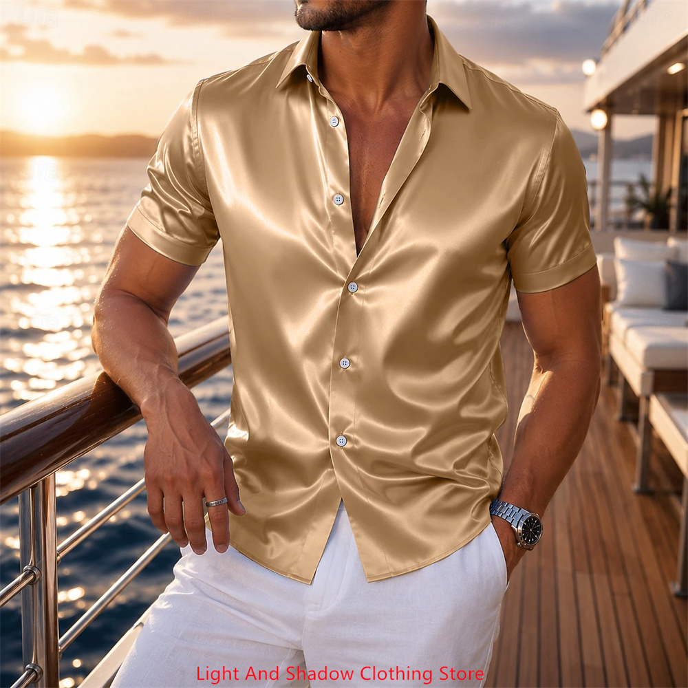 Мужская атласная рубашка с кор – обзор и цена Men Formal Wear Summer